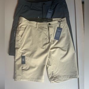 Mens New Kenneth Cole New York 4 way stretch tech short size 32 blue/ beige